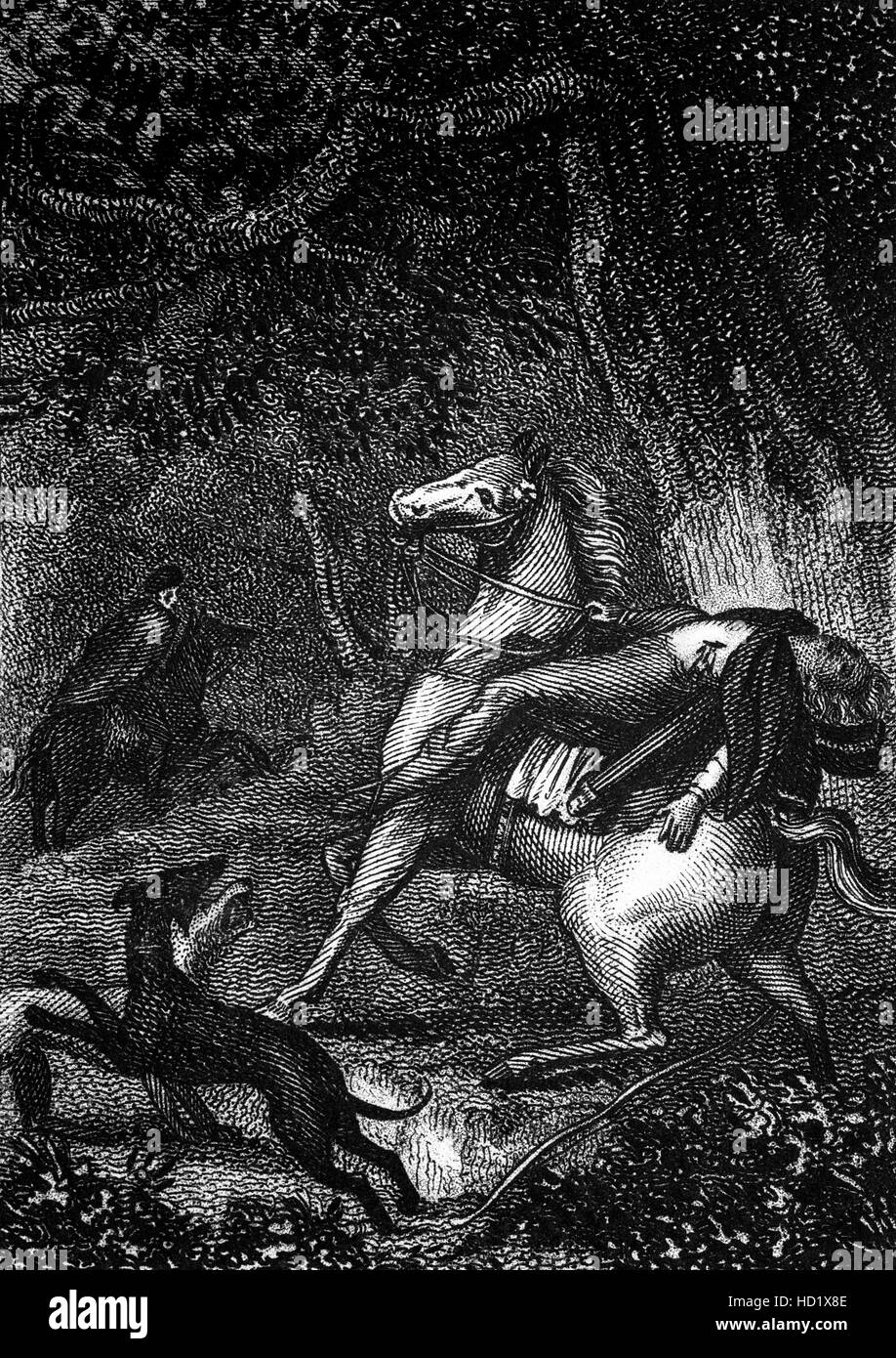 In 963, King Edgar allegedly killed Earl Æthelwald, his rival in love for 'Elfleda the Fair', near present-day Longparish, Hampshire, England Stock Photo