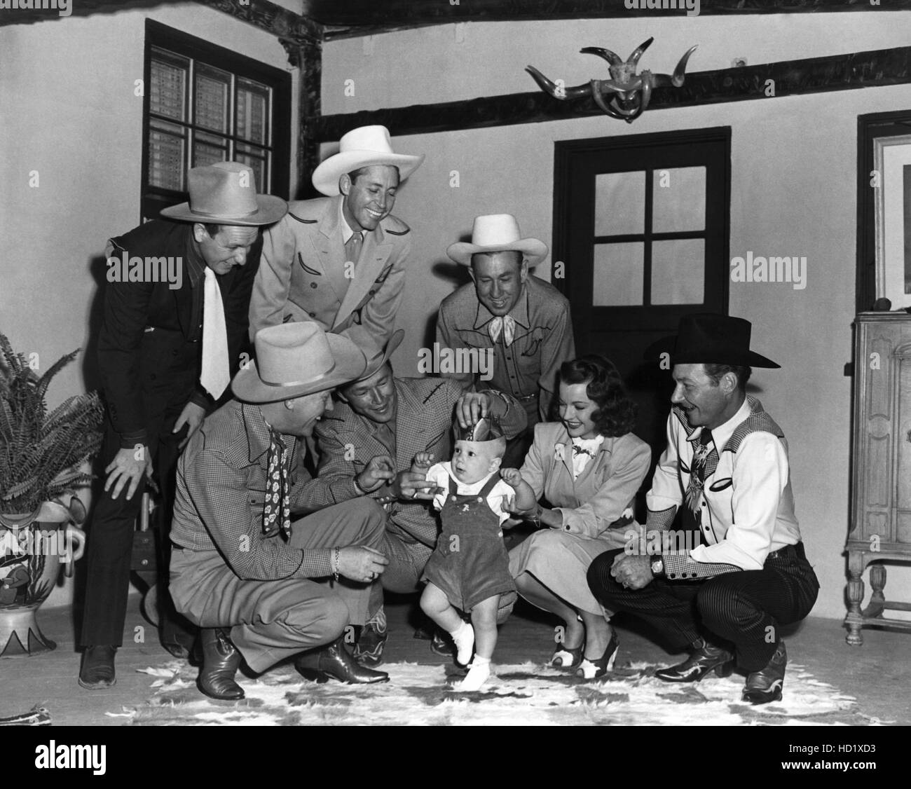Roy Rogers, Dale Evans and son with the Sons of the Pioneers, 1948 ...