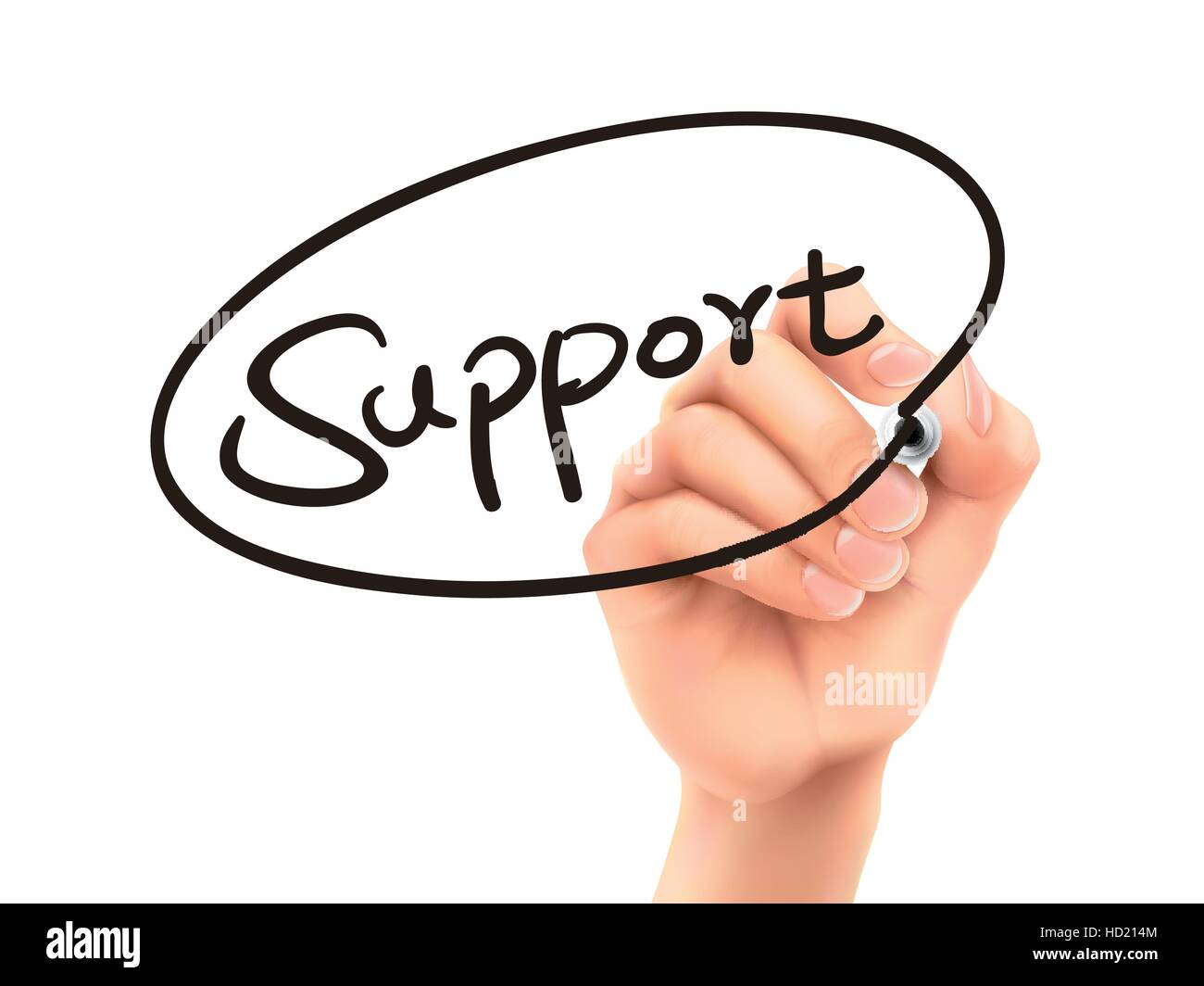 support word written by 3d hand over white background Stock Vector