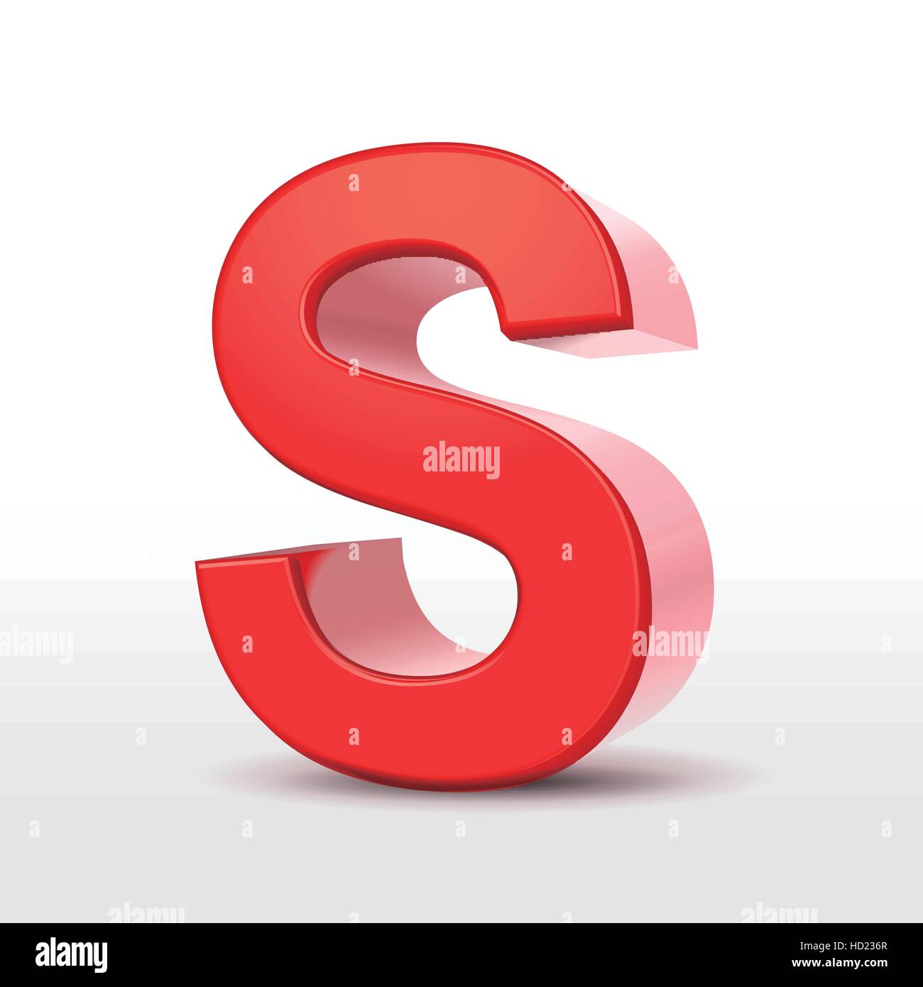 3d red letter S isolated on white background Stock Vector