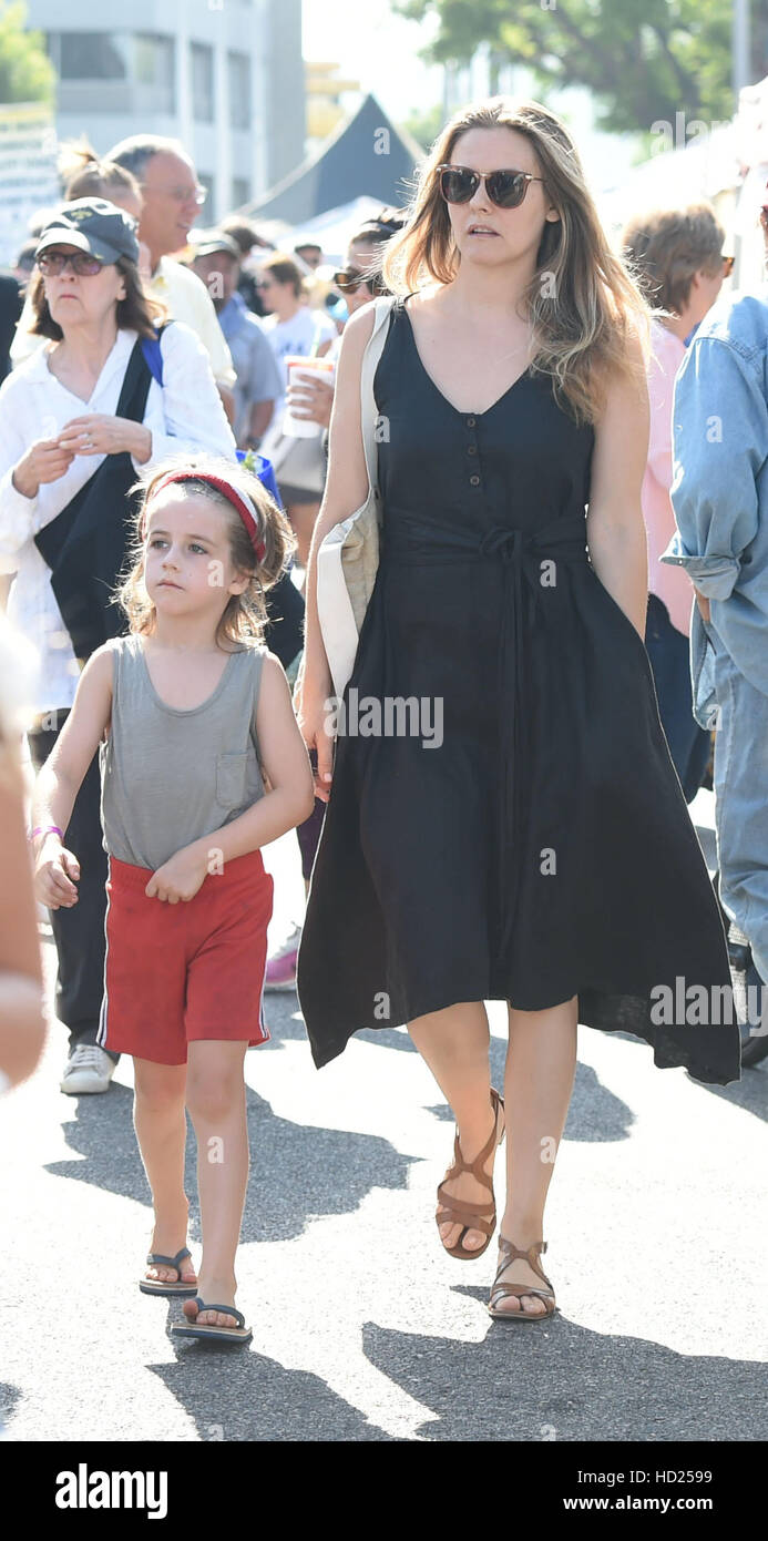 Alicia Silverstone and her son, Bear Blu Jarecki, visiting a farmers