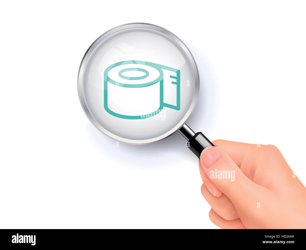 bandage roll showing through magnifying glass held by hand Stock Vector