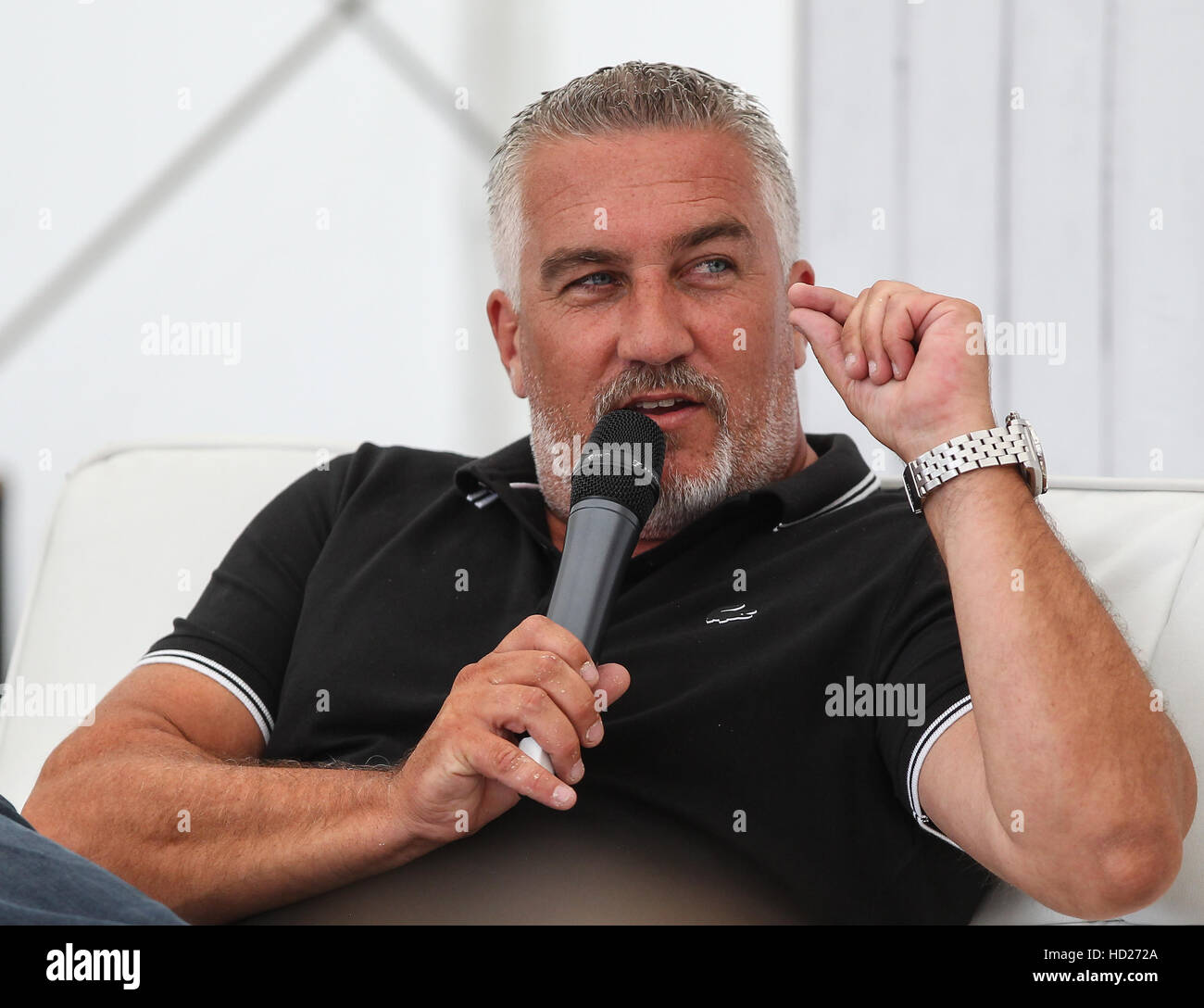 Paul Hollywood presents a baking demonstration at the BBC Good Food Festival at Hampton Court