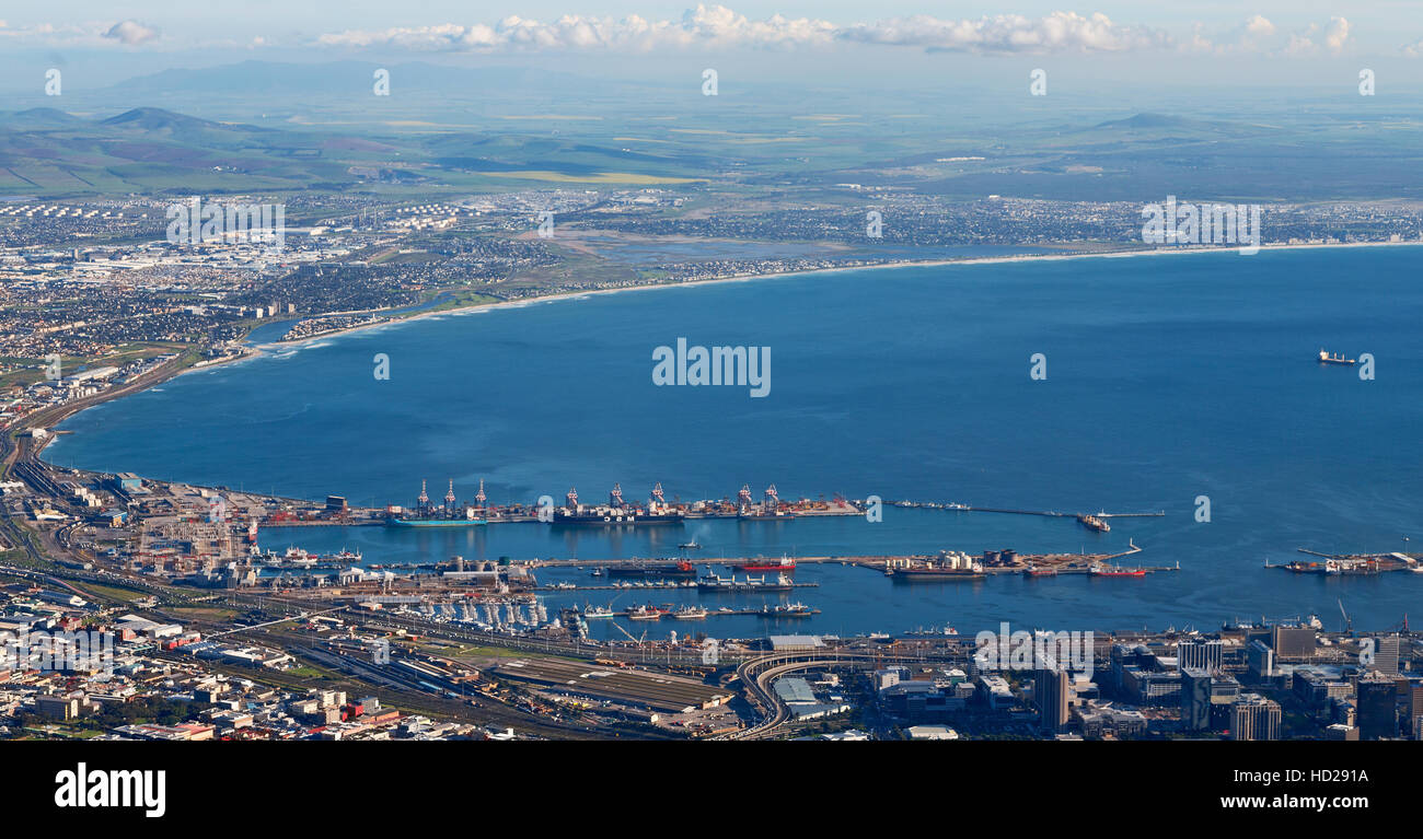 in south africa cape town city skyline from table mountain sky ocean