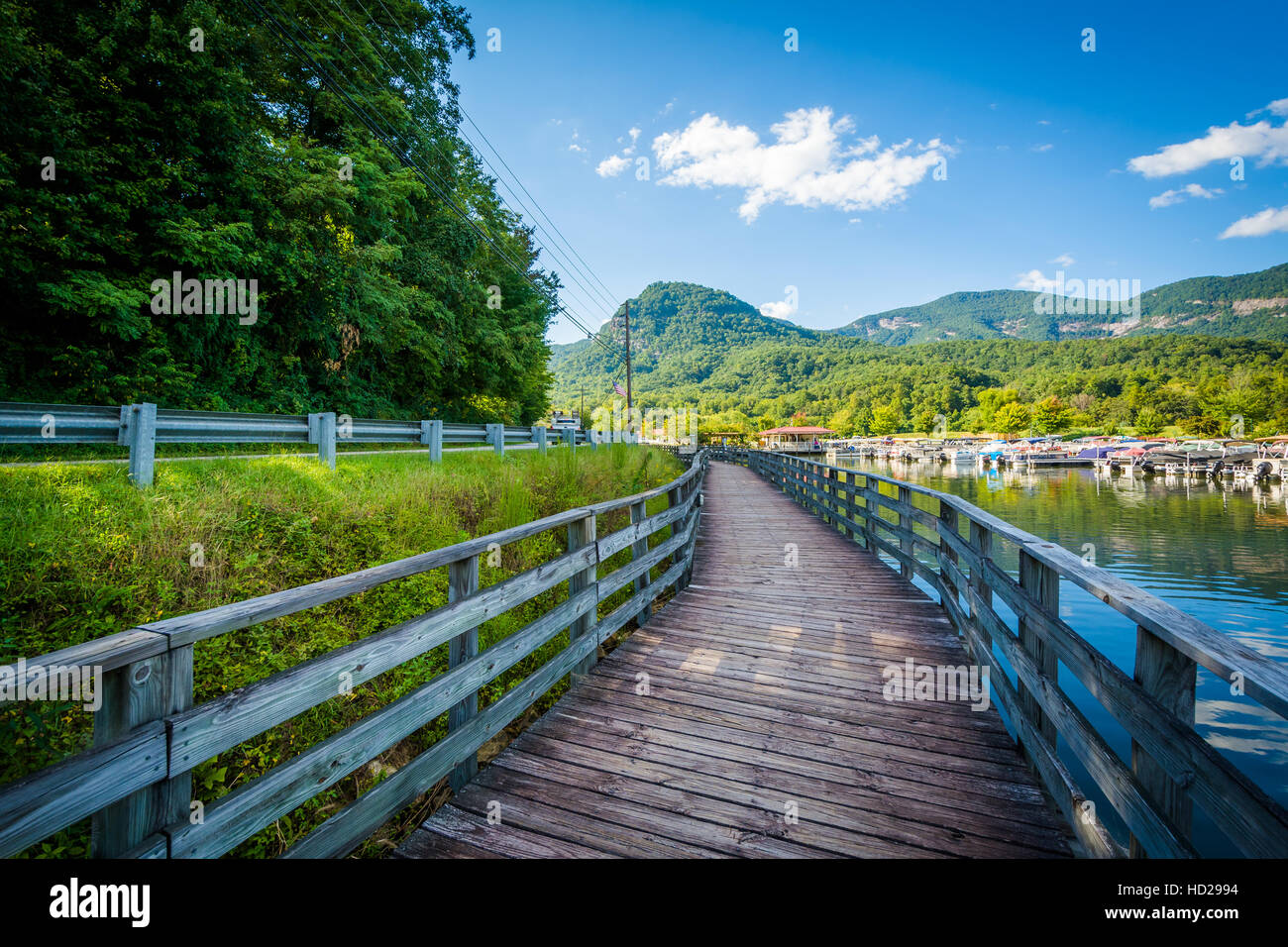 Boardwalk along Lake Lure, in Lake Lure, North Carolina Stock Photo Alamy