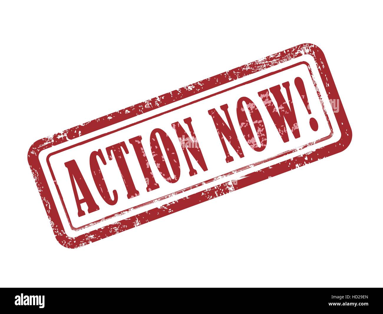 stamp action now in red over white background Stock Vector
