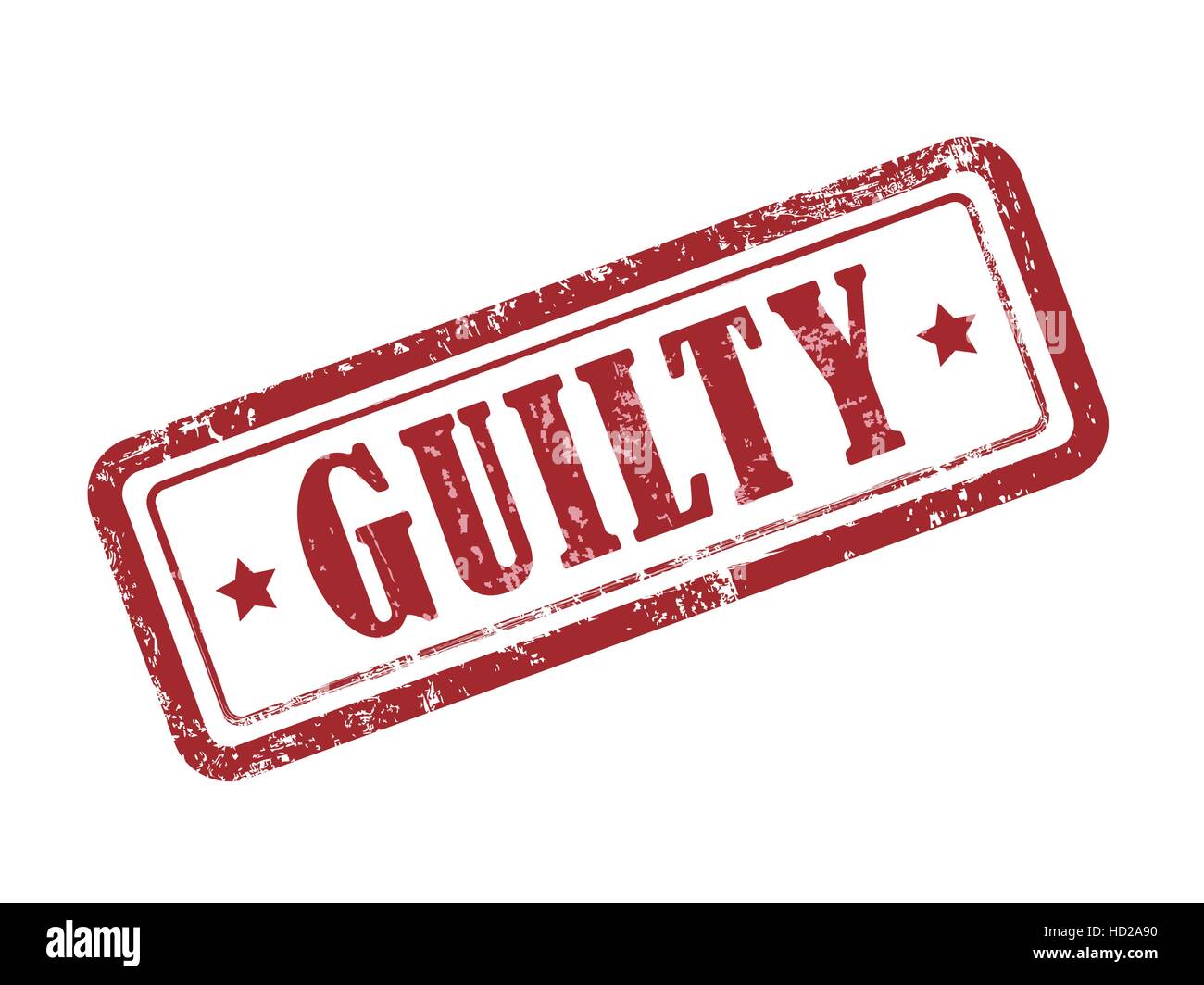 stamp guilty in red over white background Stock Vector