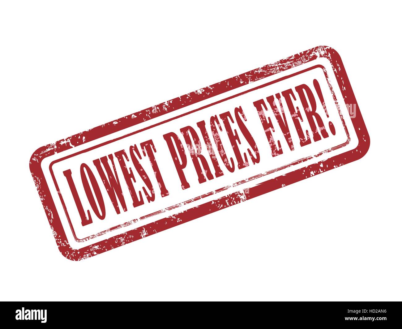 stamp lowest prices ever in red over white background Stock Vector