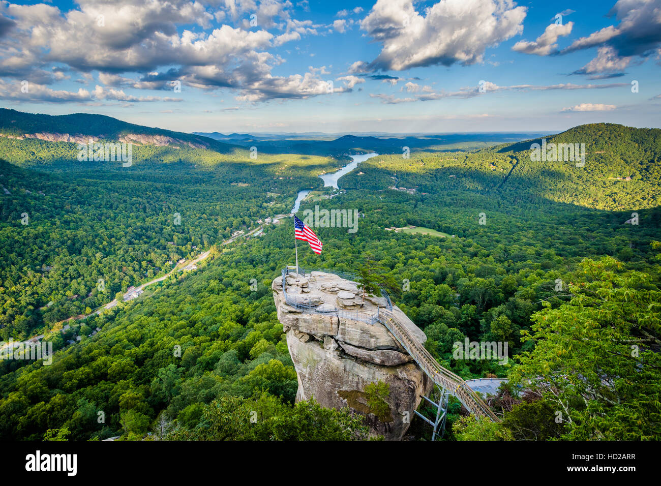 View of Chimney Rock and Lake Lure at Chimney Rock State Park, North