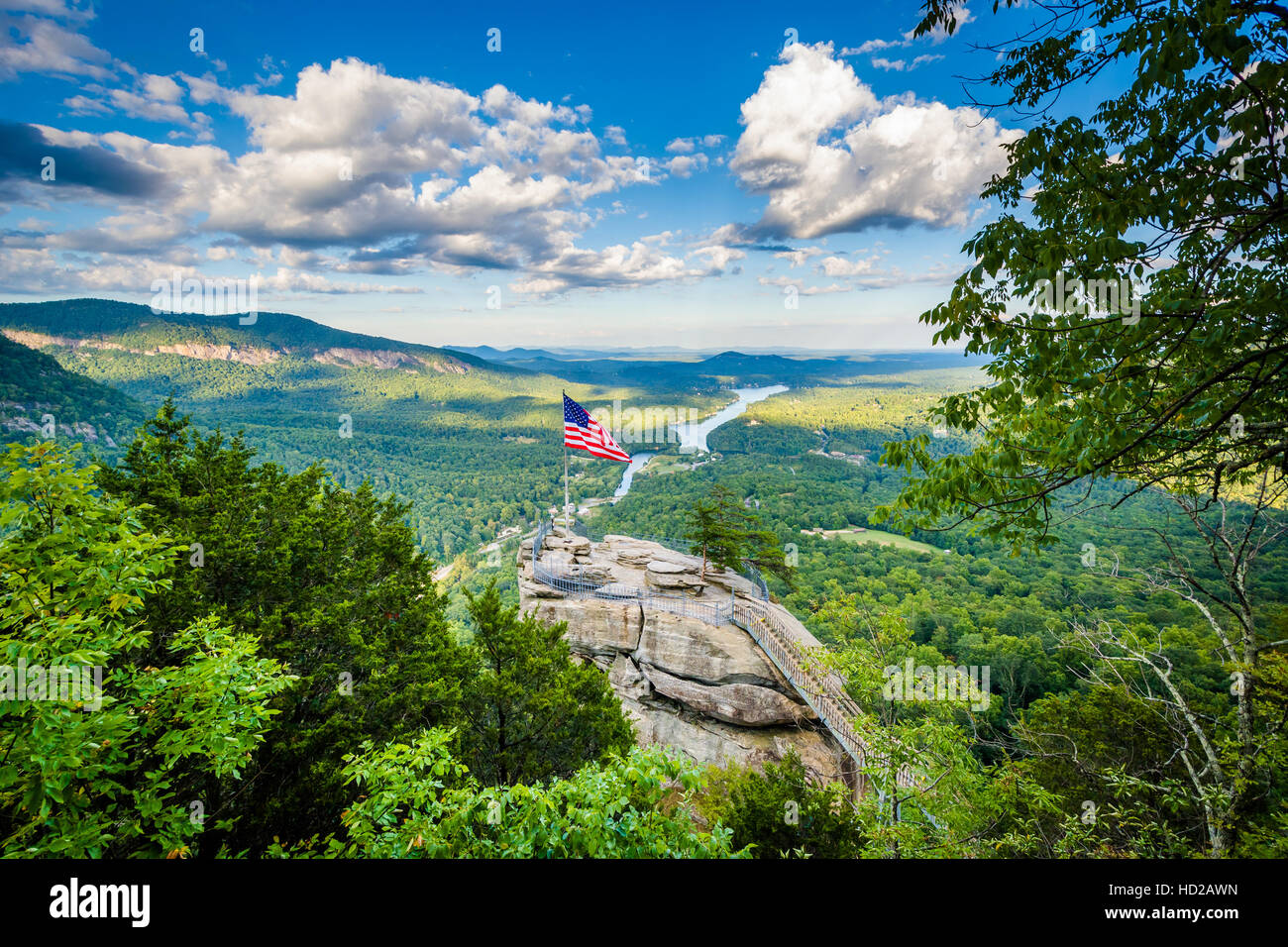 View of Chimney Rock and Lake Lure at Chimney Rock State Park, North ...