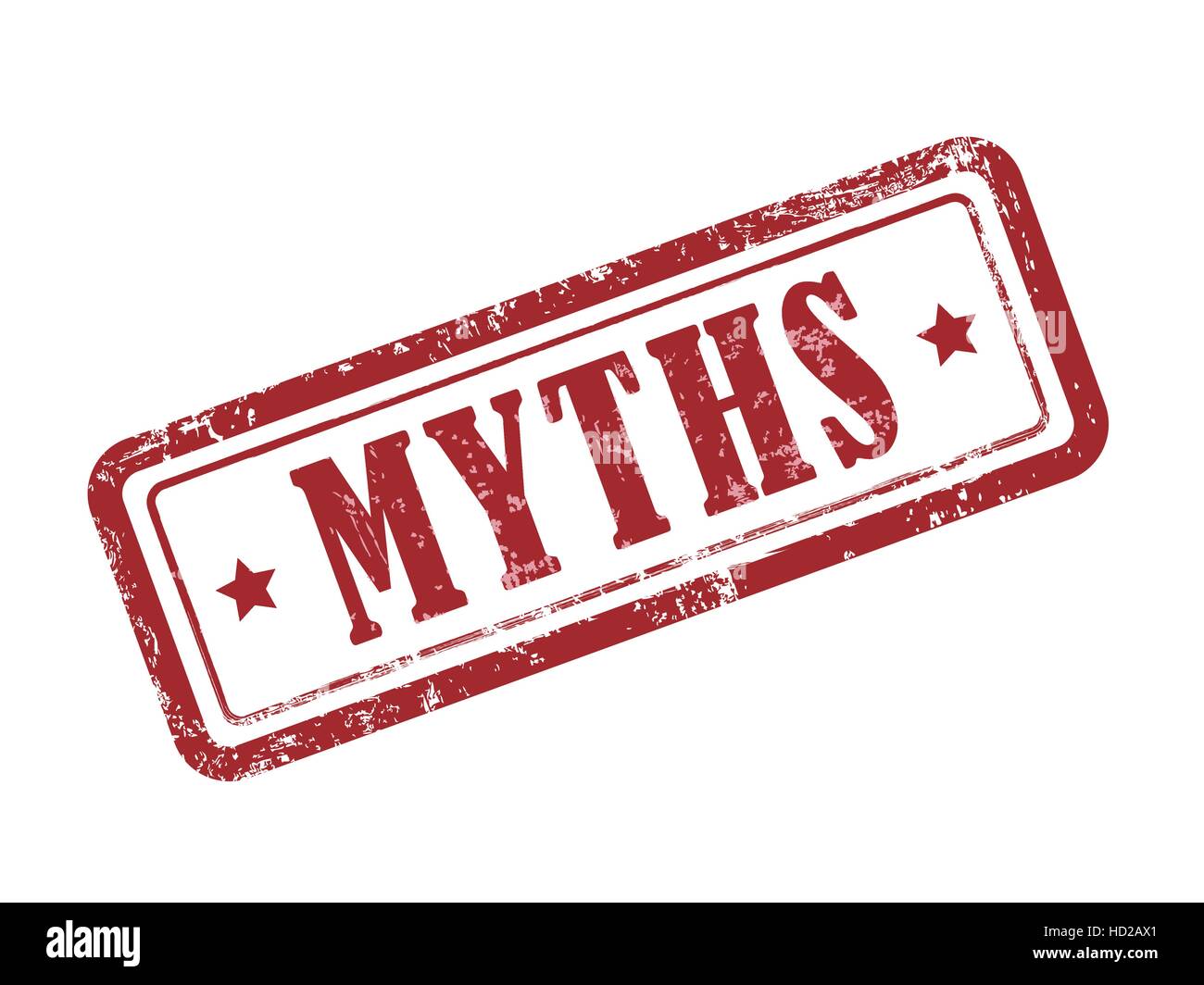 stamp myths in red over white background Stock Vector