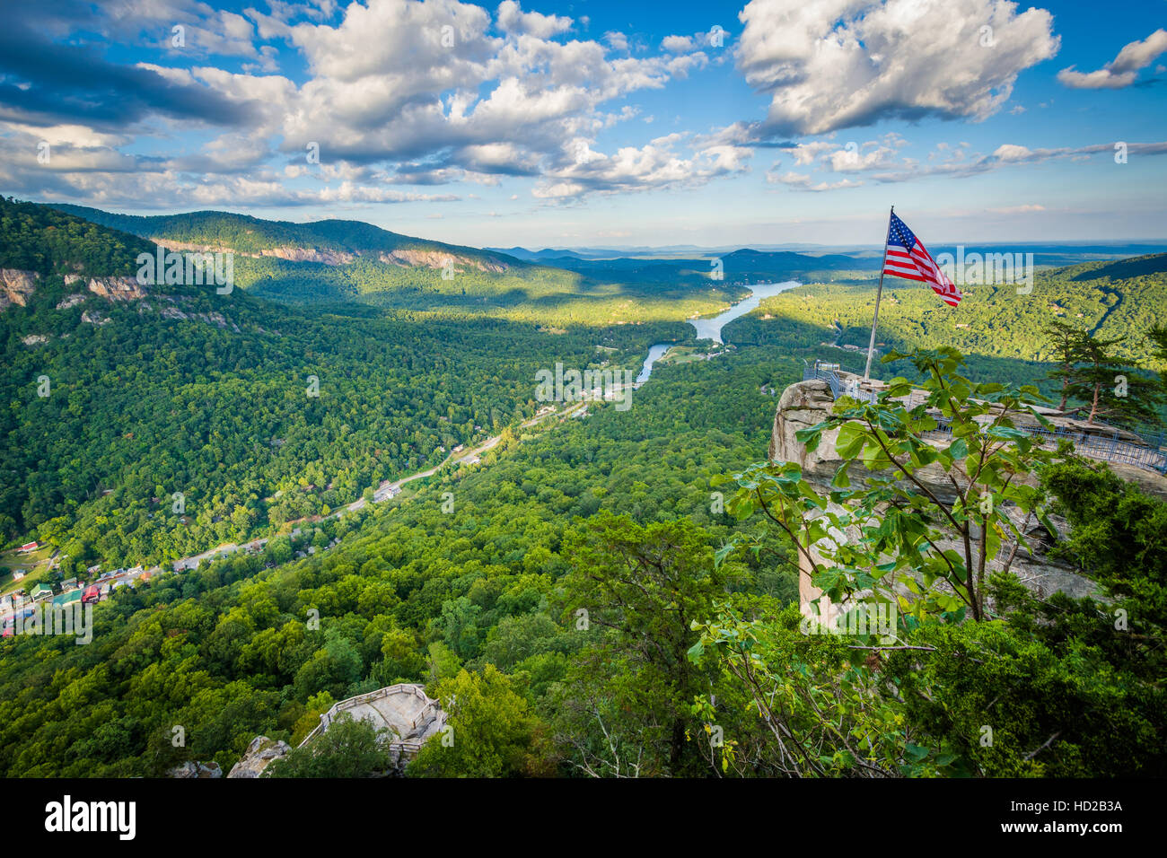 View of Chimney Rock and Lake Lure at Chimney Rock State Park, North
