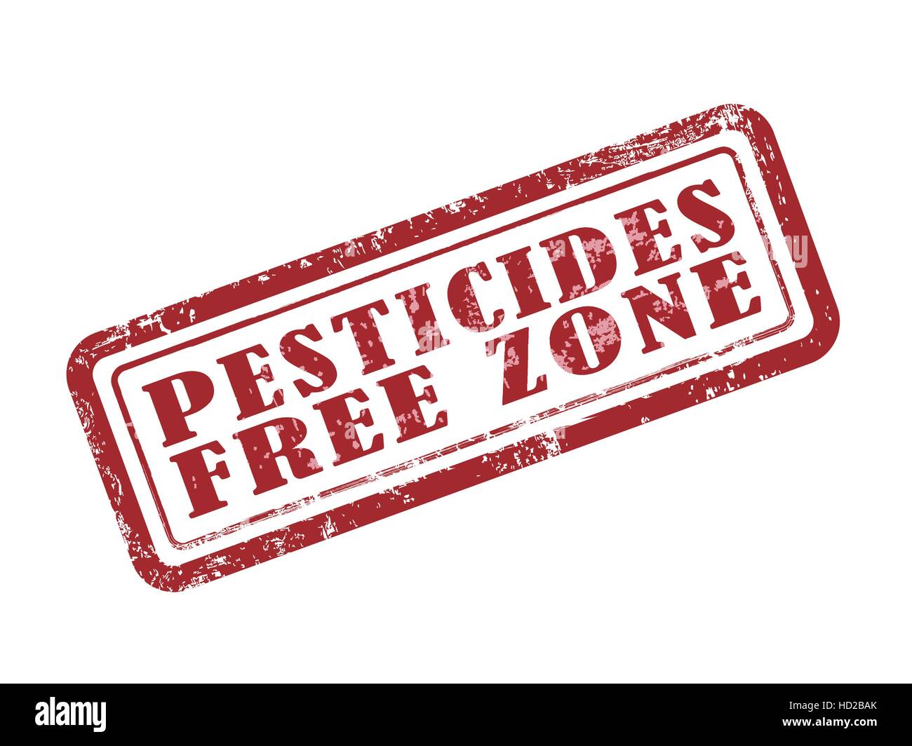 stamp pesticides free zone in red over white background Stock Vector