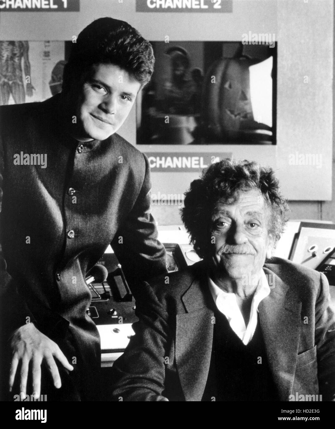 Kurt Vonnegut w/ Sean Astin Playing as Harrison Bergeron in 1995 (written by Vonnegut Stock