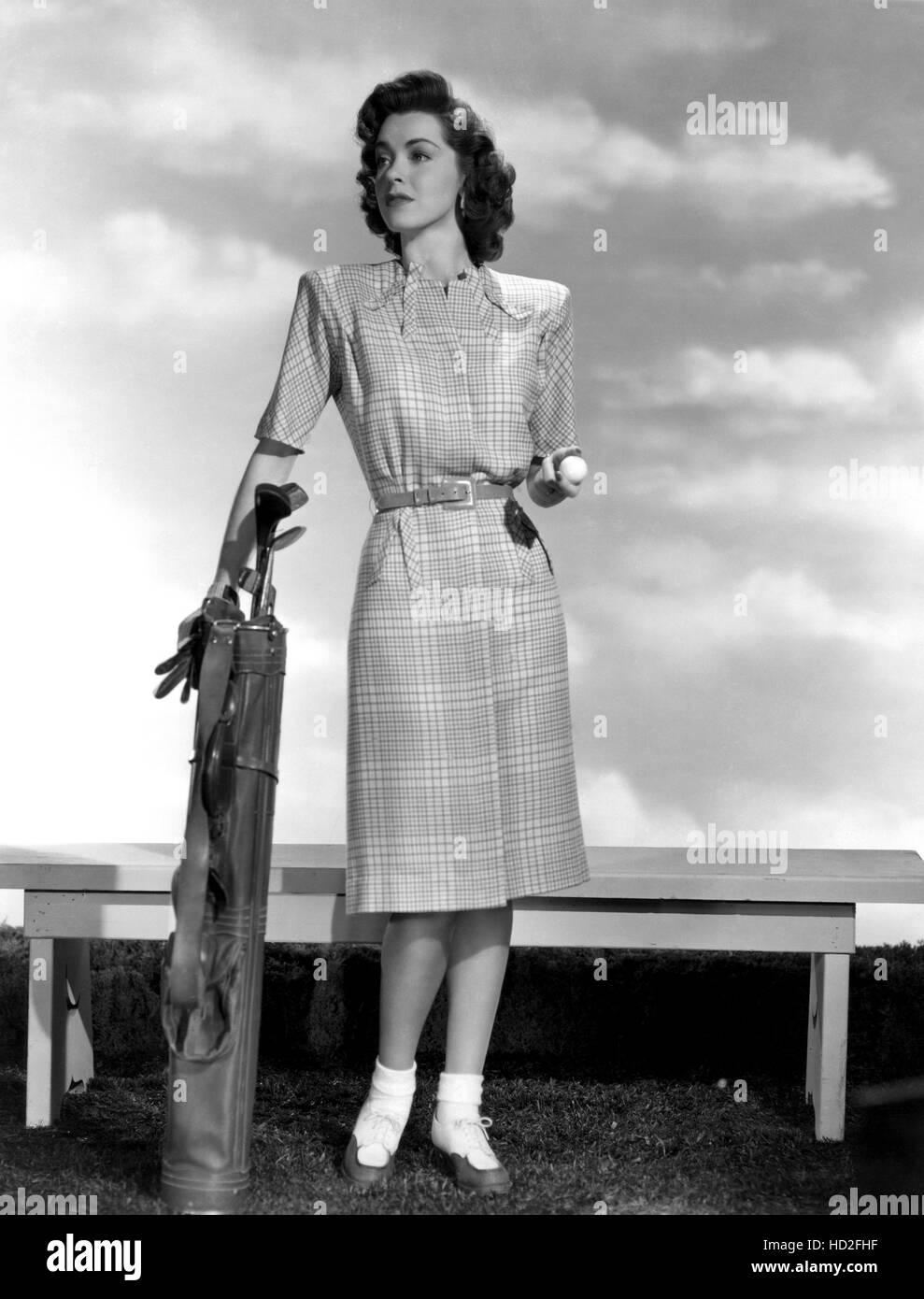 Marsha Hunt wearing golf clothes, 1946 Stock Photo