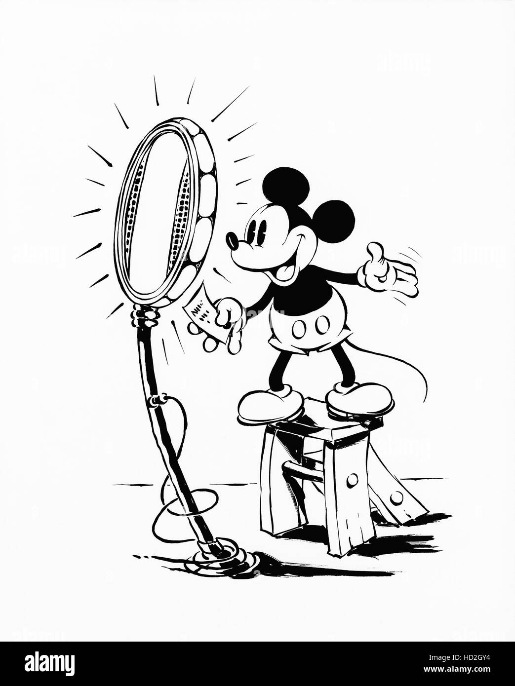 Mickey Mouse gives a speech in a publicity shot in honor of Mickey