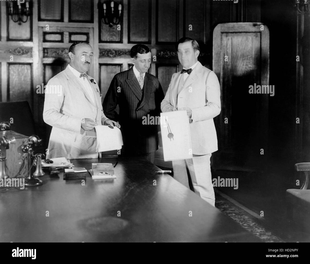 From left, Fox Film Corporation's William Fox, head of the Motion