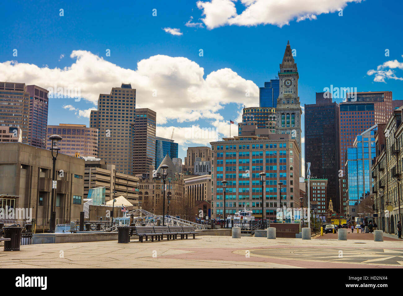 Long Wharf Landing and the Custom House and Financial District in