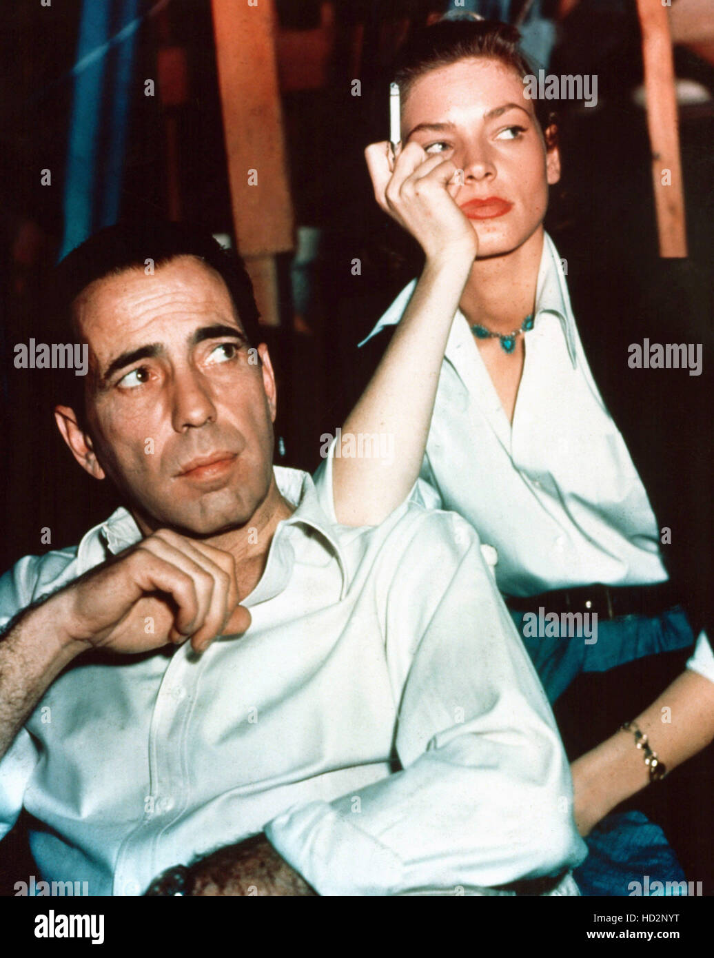 Humphrey Bogart, Lauren Bacall on the set of KEY LARGO, 1948 Stock ...