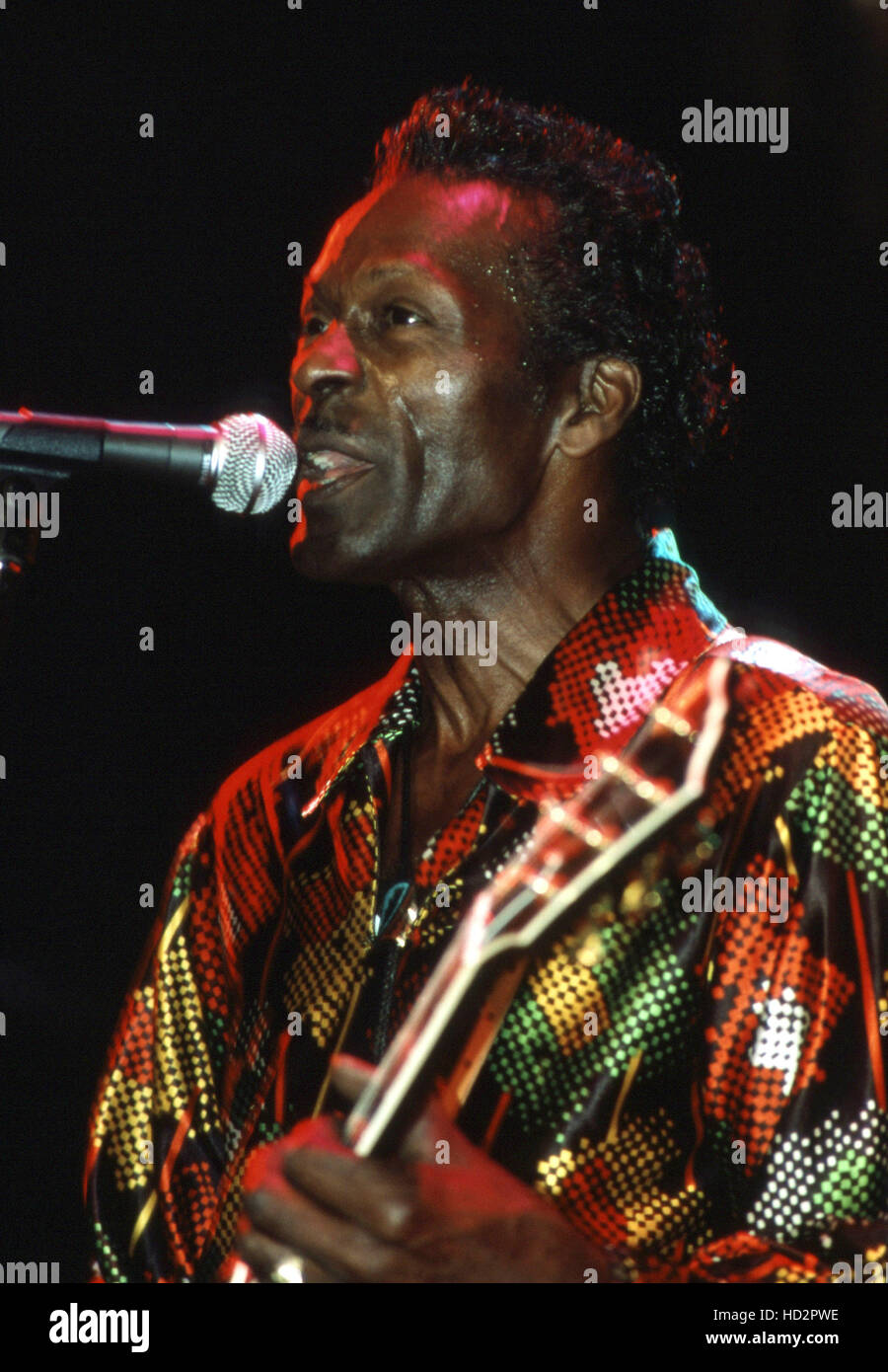 Chuck Berry on-stage at The Ritz, New York City, June 25, 1986. Photo ...