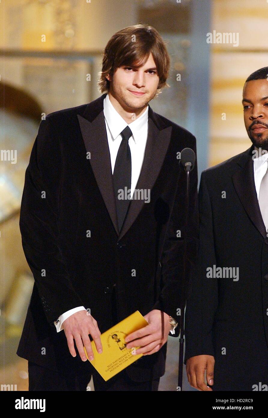 Ashton Kutcher Presenting An Award At The Golden Globes, Beverly Hills ...