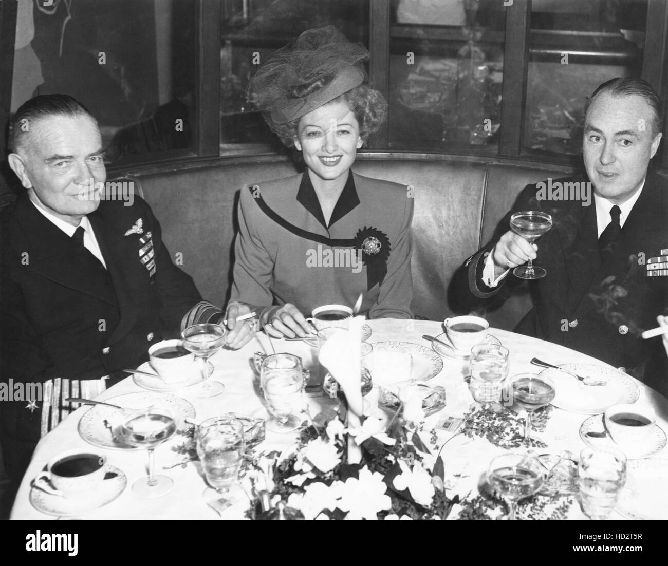 From left: Admiral William Halsey, Jr., Myrna Loy and new husband Gene ...