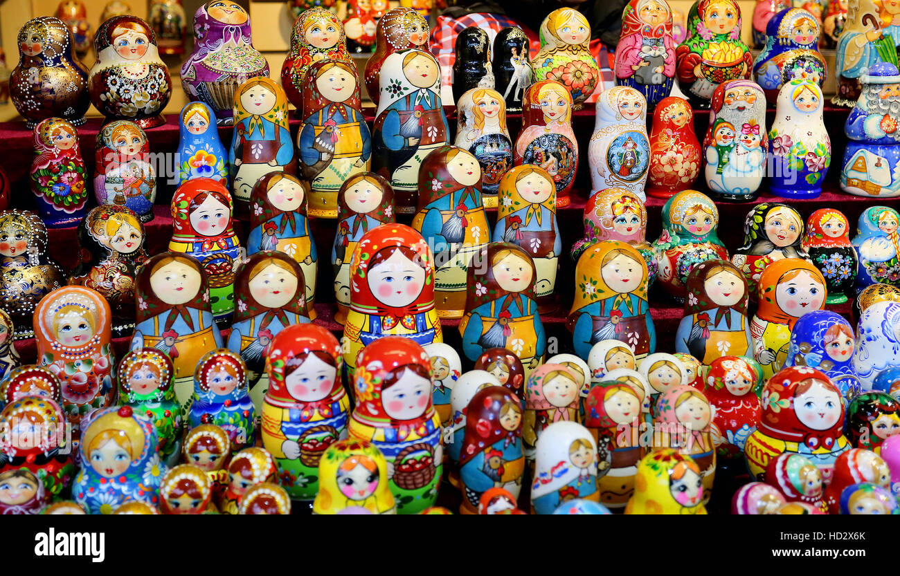 Beautiful Russian toys dolls photographed in close up Stock Photo