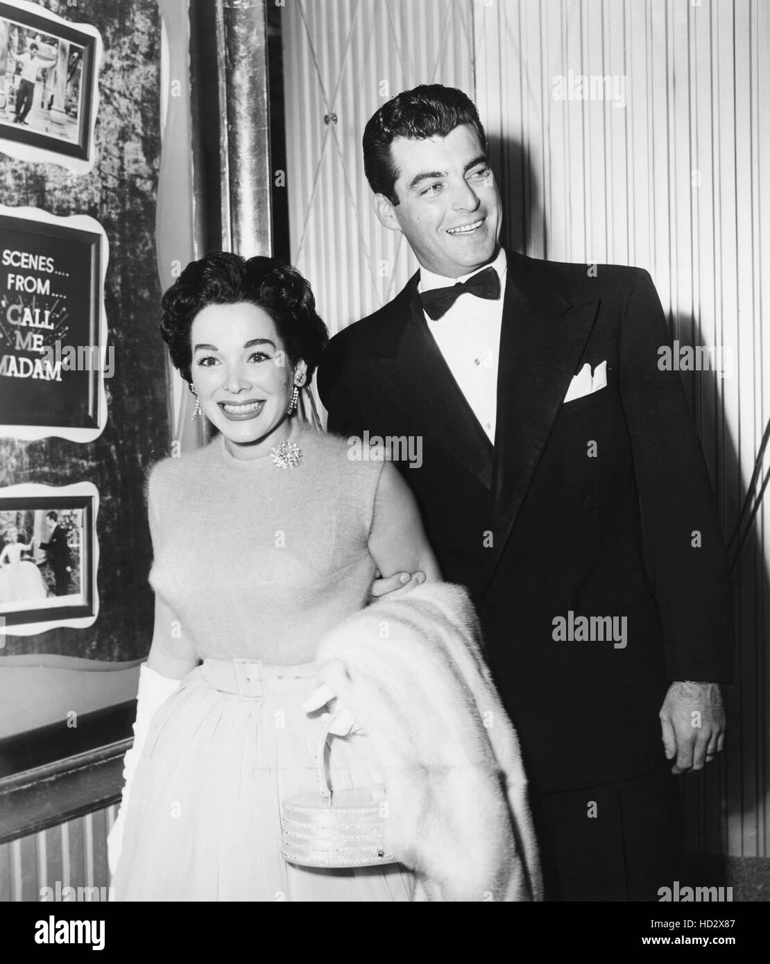 From left: Lita Baron, Rory Calhoun at the premiere of CALL ME MADAME ...