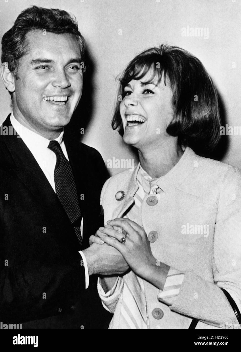 Jeffrey Hunter, left, and Sally Ann Howes, at International Airport ...