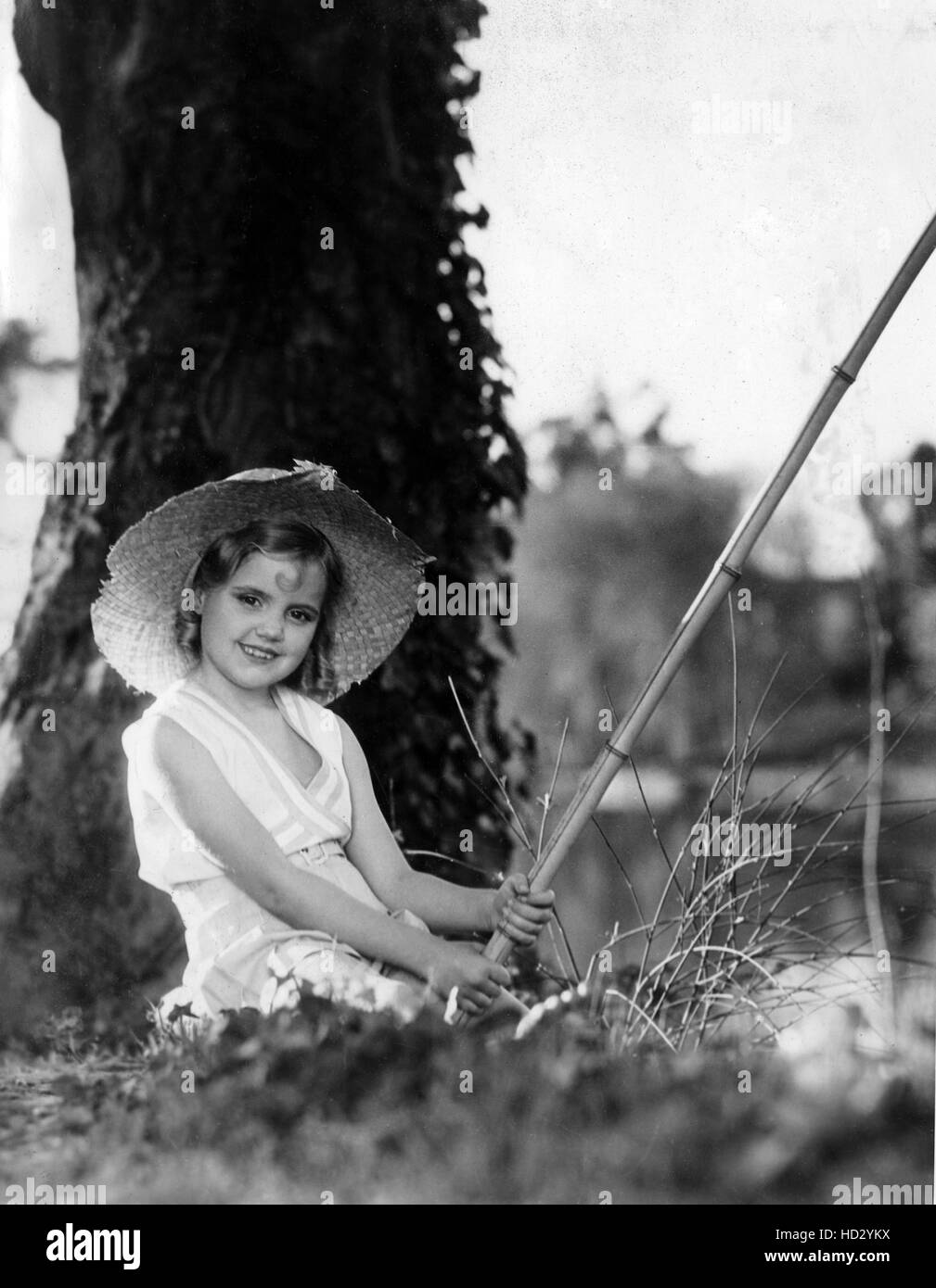 Shirley Jean Rickert, Columbia child star fishes at a Hollywood stream