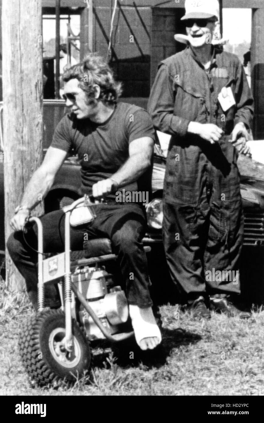 Steve McQueen, with recently broken foot, preparing for the Sebring Grand Prix, 1970 Stock Photo