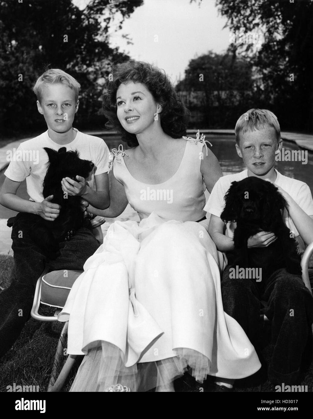 Susan Hayward, with twin sons, Gregory and Timothy Barker, ca. mid