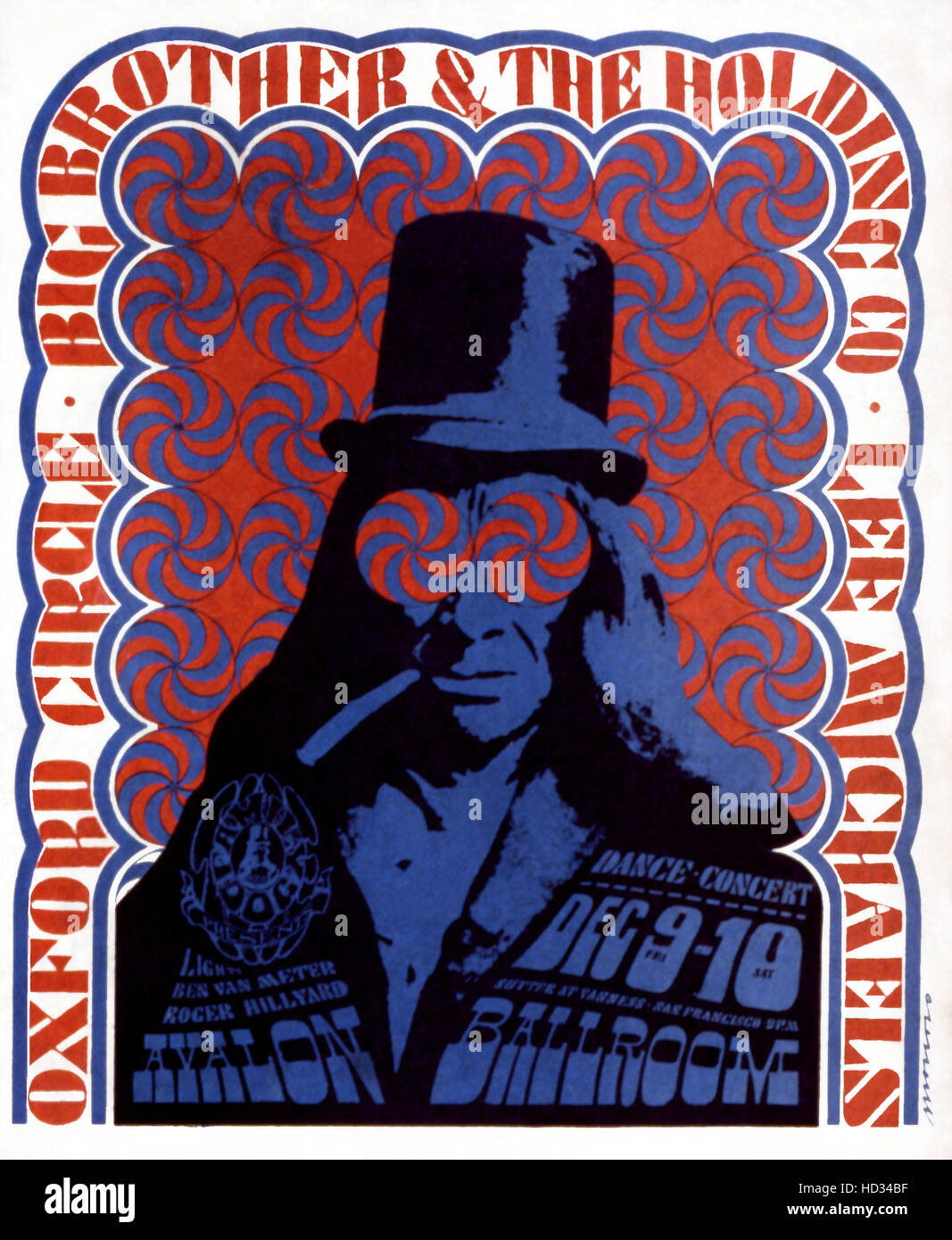 OXFORD CIRCLE: BIG BROTHER & HOLDING COMPANY, Poster Art, 1960s Stock ...