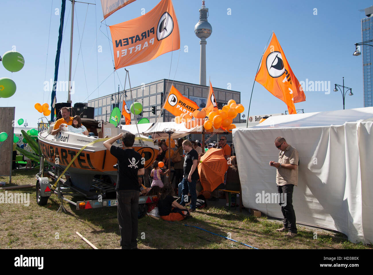 7th September 2013. Berlin, Germany. Freiheit statt Angst 2013: Annual Demonstration against surveillance in Berlin. Stock Photo