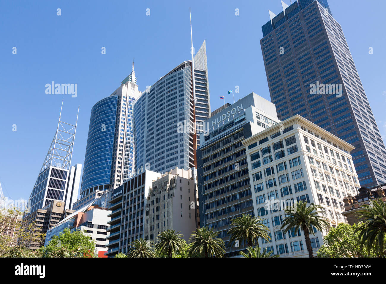 Office buildings including Aurora RBS place and Chifley tower on Macquarie Street in Sydney, New South Wales,Australia Stock Photo