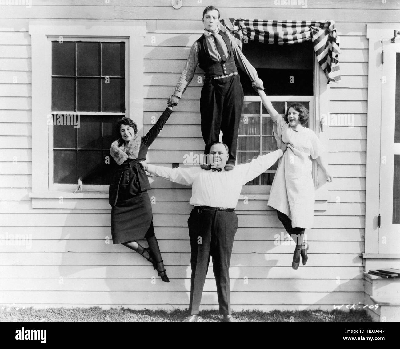 clockwise from top Buster Keaton, Viola Dana, Roscoe 'Fatty' Arbuckle