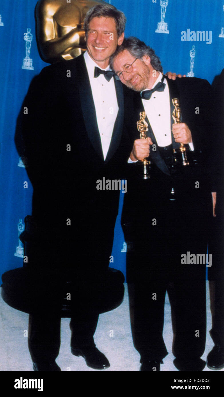 Harrison Ford with Steven Spielberg holding his producer and director