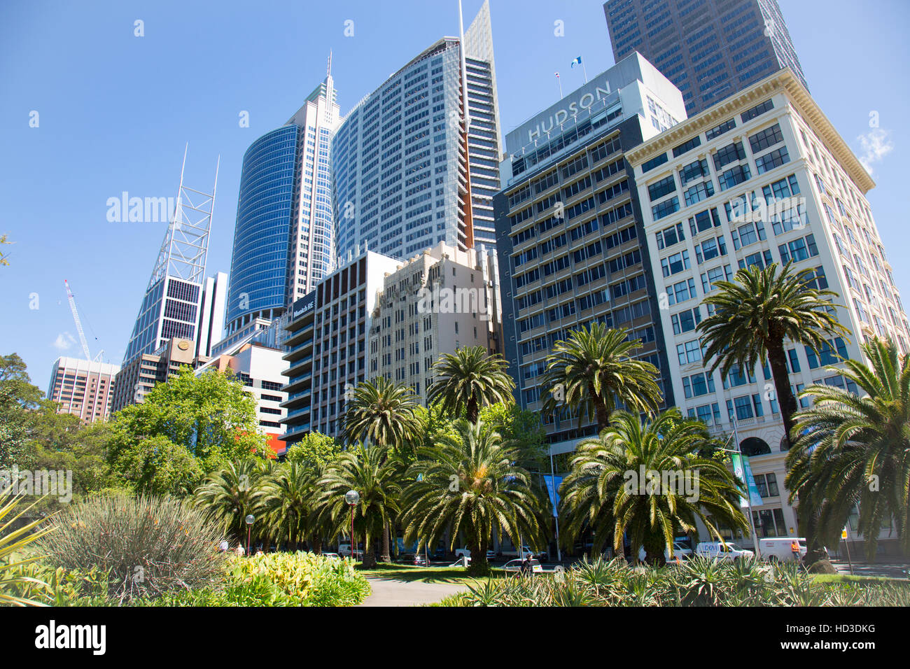 Office buildings including Aurora RBS place and Chifley tower on Macquarie Street in Sydney, New South Wales,Australia Stock Photo