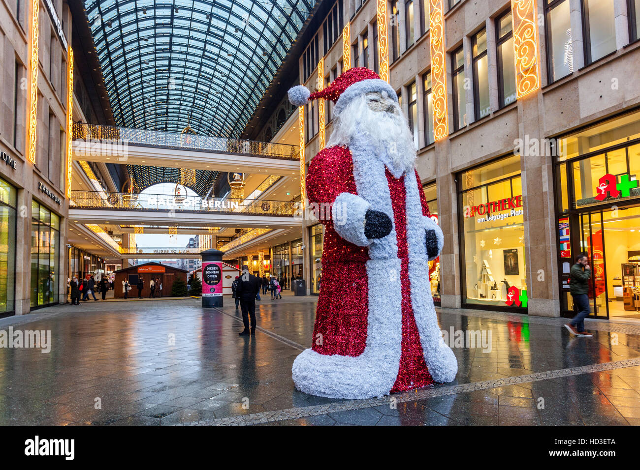 Berlin shopping, Christmas time at Mall of Berlin, Berlin, Germany Stock Photo