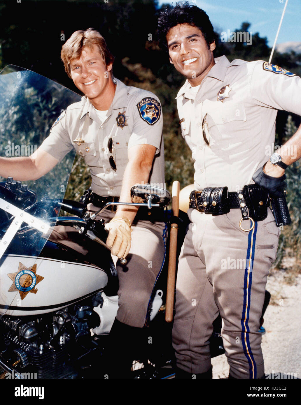 CHIPS, from left, Larry Wilcox, Erik Estrada, 197783 Stock Photo Alamy