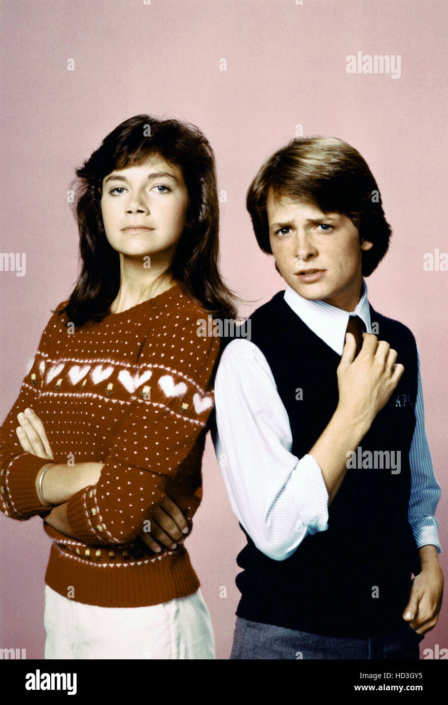 FAMILY TIES, (from left) Justine Bateman, Michael J. Fox, 198289