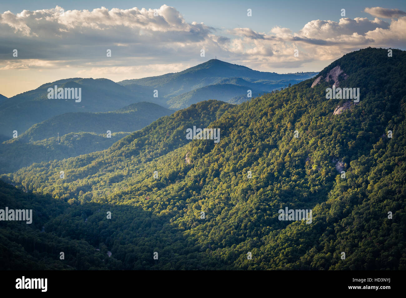 View of mountains from Chimney Rock State Park, North Carolina. Stock Photo
