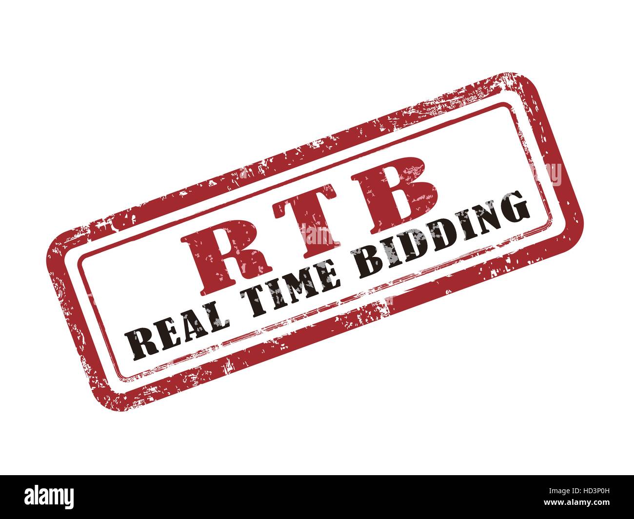 stamp real time bidding in red over white background Stock Vector