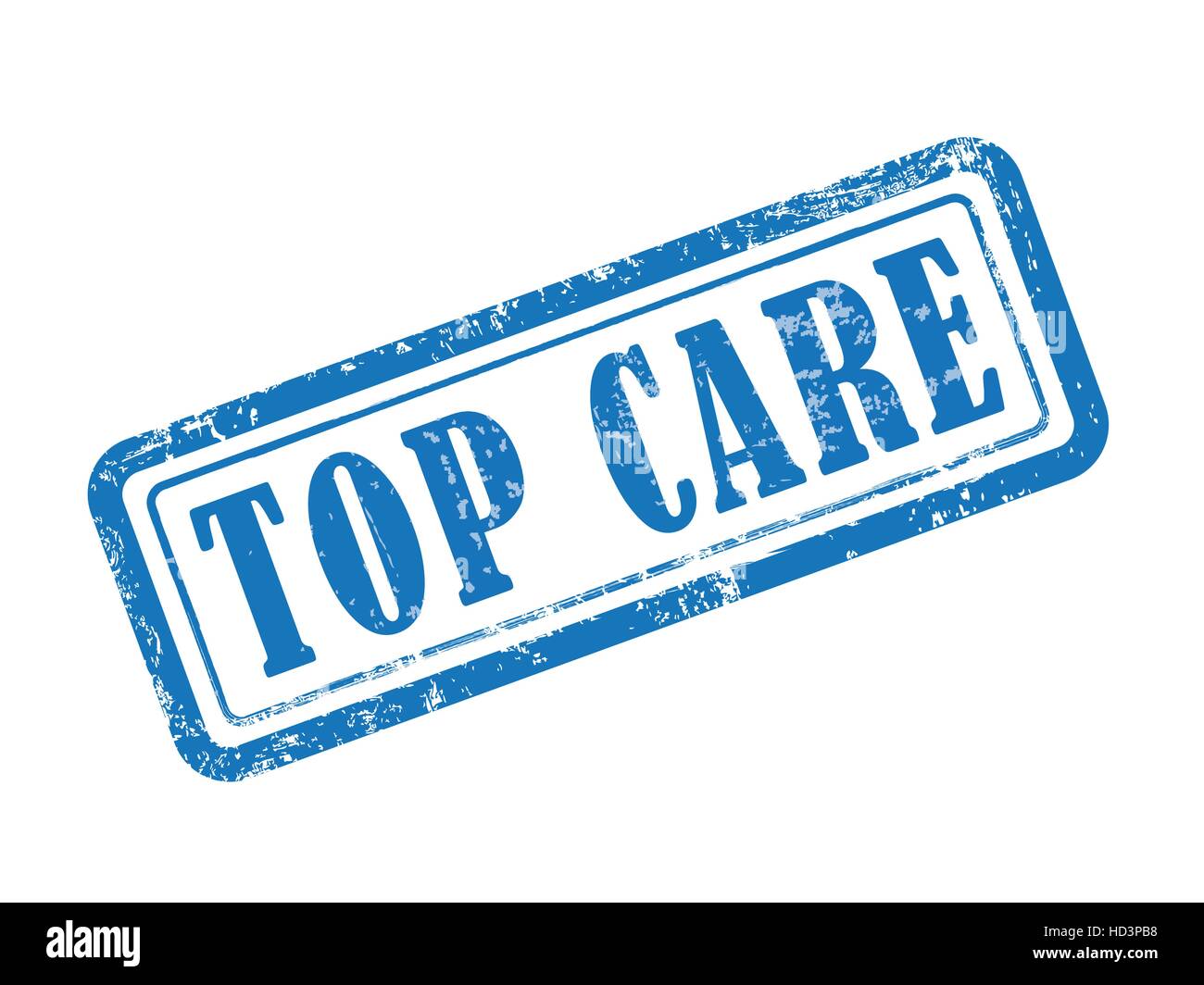 stamp top care in blue over white background Stock Vector