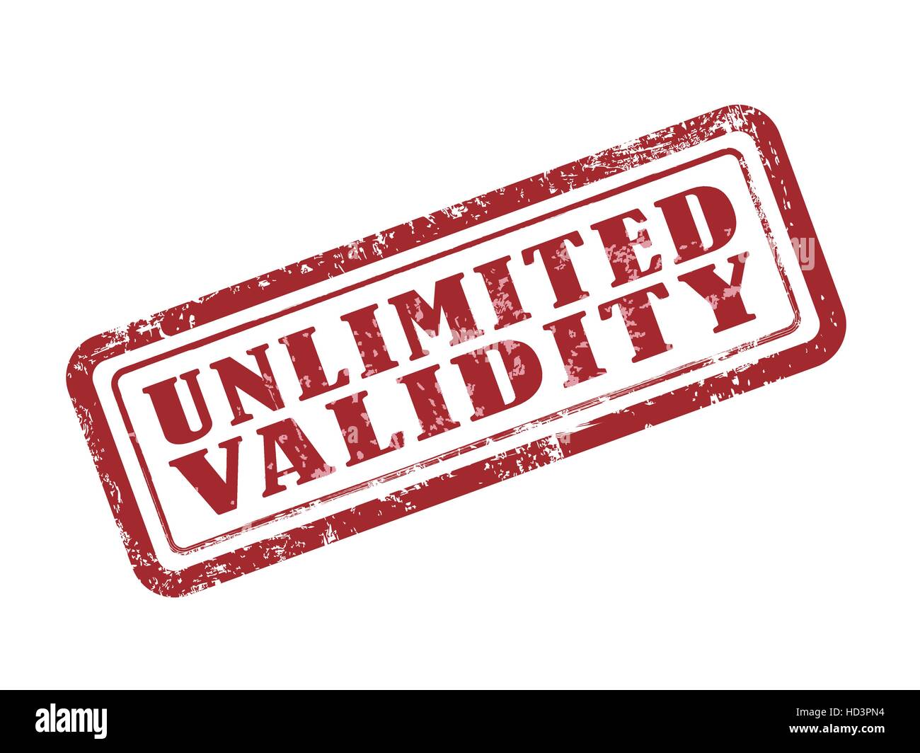 stamp unlimited validity in red over white background Stock Vector