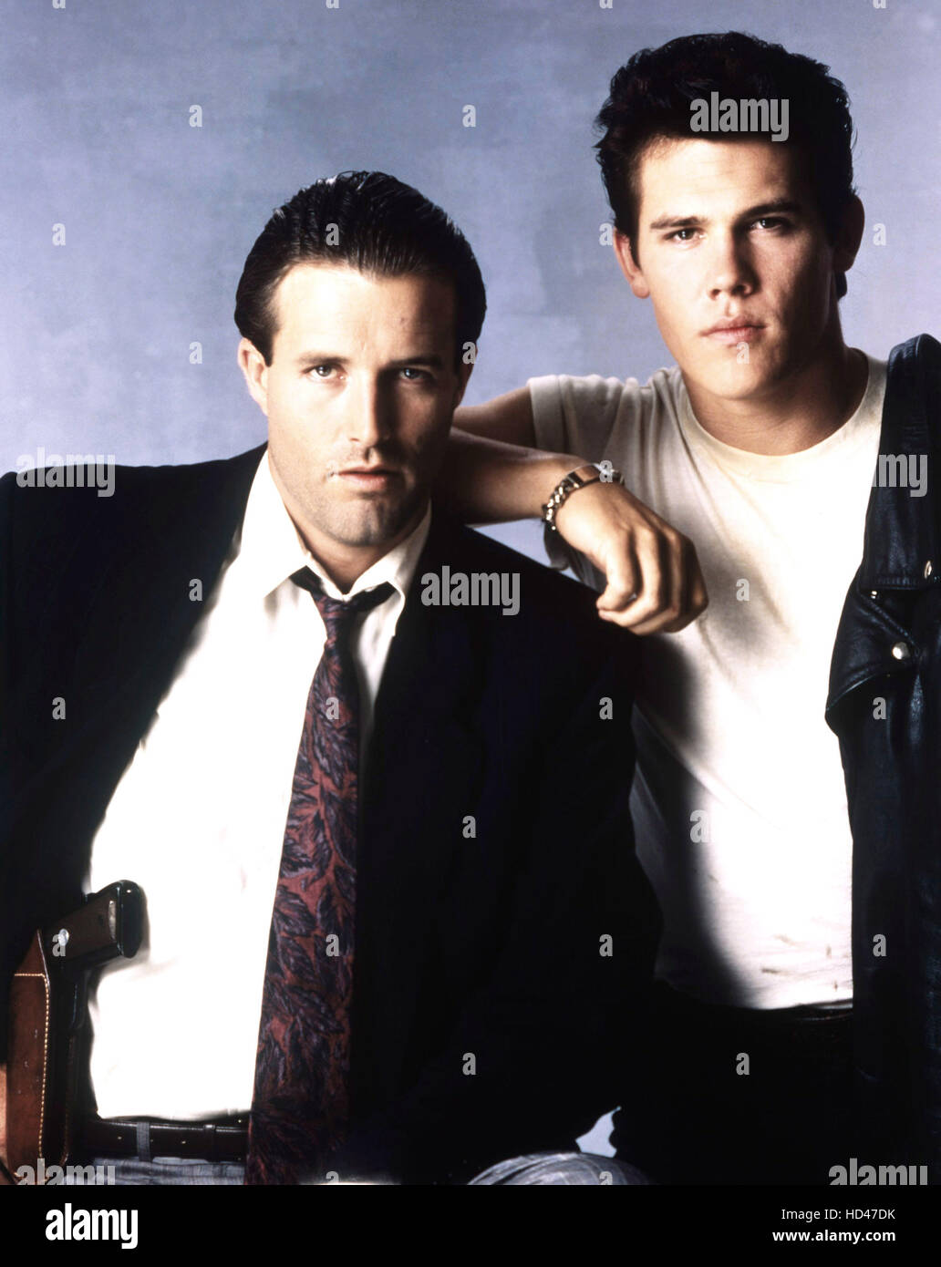 PRIVATE EYE, from left: Michael Woods, Josh Brolin, 1987-1988, © NBC/courtesy Everett Collection Stock Photo