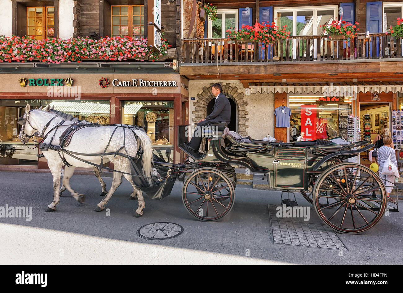 Zermatt horse carriage hires stock photography and images Alamy