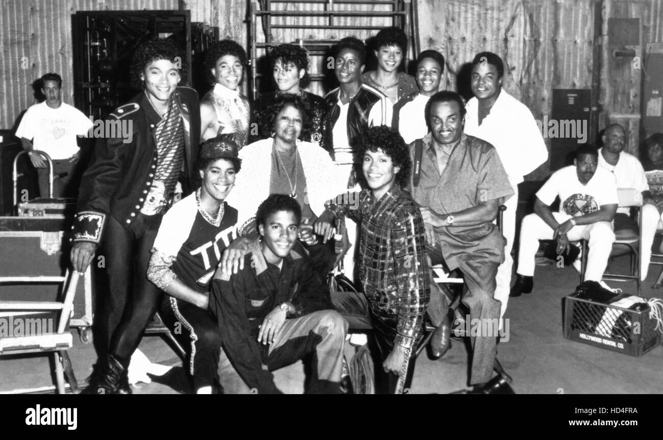 THE JACKSONS: AN AMERICAN DREAM, standing rear from left: Marcus Maurice,  Robert Redcross, Wylie Draper, Jermaine Jackson Stock Photo - Alamy