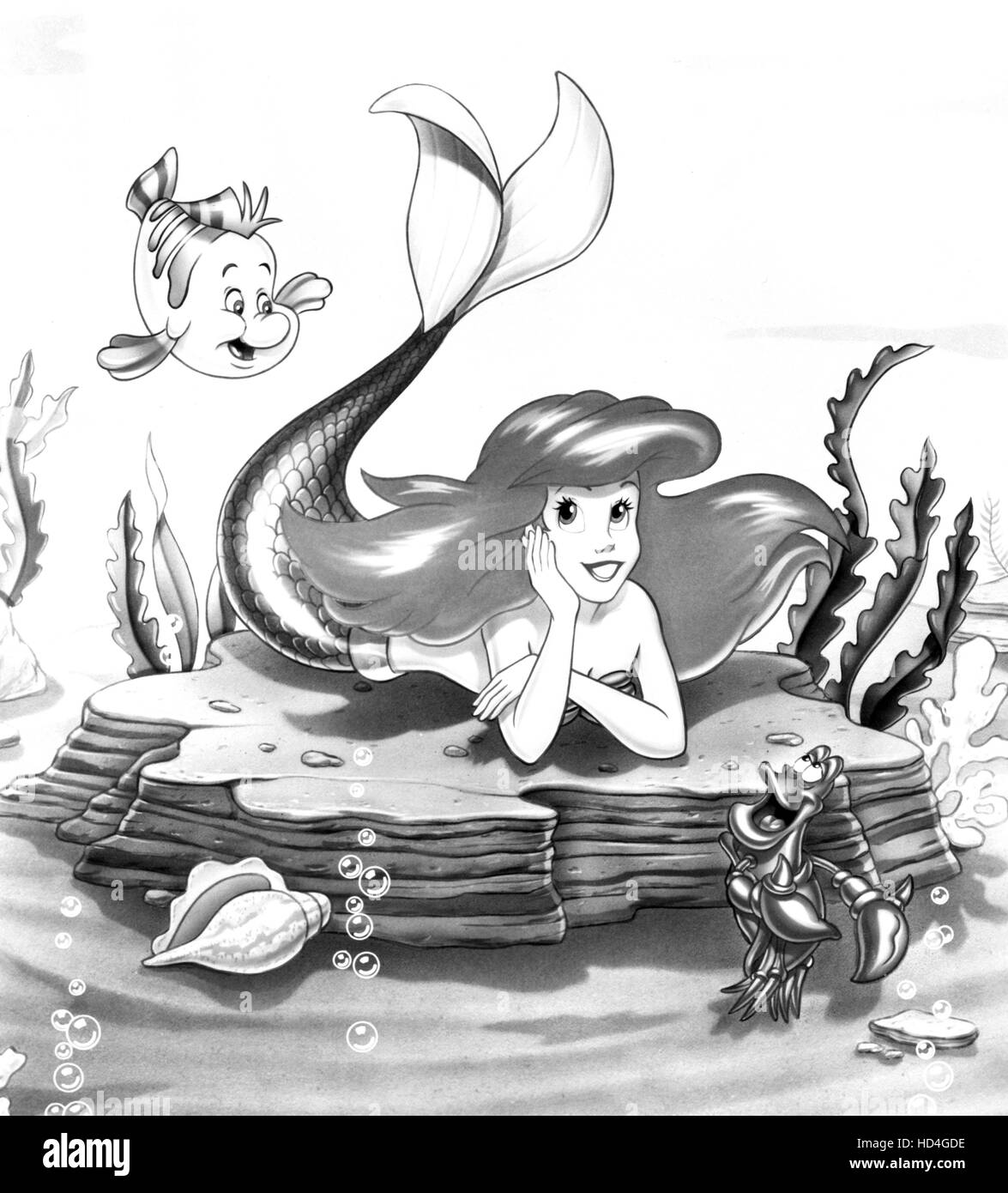 THE LITTLE MERMAID, from left Flounder, Ariel, Sebastian the crab, 19921995, © Walt Disney