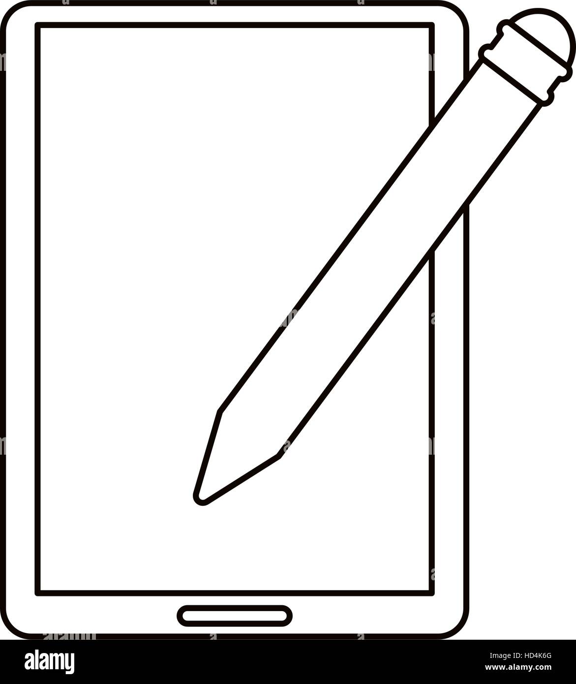 tablet pen digital technology outline Stock Vector Image & Art Alamy